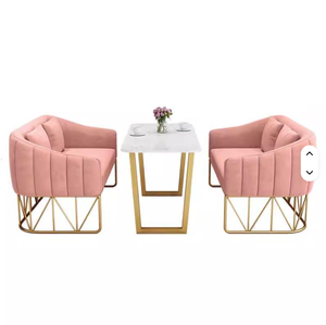 Conjunto de Mesa y Sillas de Recepción de Estilo Nórdico Moderno, de Hierro Forjado, para Salón de Belleza, Salón de Uñas, o Espacios de Espera - Product Image 3