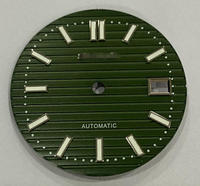 Cadran en acier inoxydable de 28.5mm pour mouvements mécaniques NH35/36 fort vert lumineux pour pièces de montre Nautilus Mod