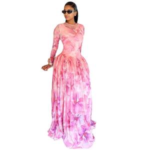 Novo Vestido Feminino <span class=keywords><strong>2026</strong></span> com Estampa Fresca, Bloco de Cores, Cintura Franzida, Ajuste Fino e Saia Evasê para Festas ao Ar Livre - Product Image 5