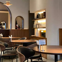 Set Tavolo da Pranzo Rotondo e Sedie Moderno in Metallo e Legno per Uso Commerciale in Hotel, Ristoranti, Bar, Caffè o Soggiorni