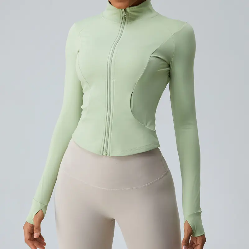Conjunto popular de jaqueta de ioga para mulheres, casaco elástico fitness para modelagem corporal, ideal para esportes ao ar livre e uso confortável