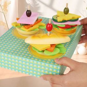 Jouets en bois pour empiler les sandwichs, cadeau de Noël ou d'anniversaire pour les tout-petits, jeu de cuisine d'imitation, ensemble de restauration rapide - Product Image 3