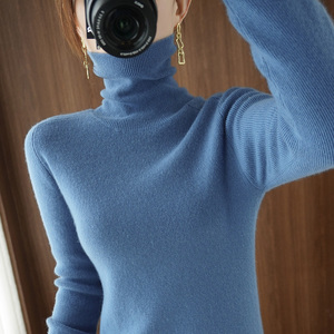 Suéter de <span class=keywords><strong>cuello</strong></span> <span class=keywords><strong>alto</strong></span> <span class=keywords><strong>gris</strong></span> con temperamento para Otoño e Invierno para <span class=keywords><strong>mujer</strong></span>, camisa Base de punto interior con estilista de solapa de hilo fino frontal coreano - Product Image 2