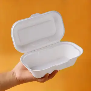 Scatola da pranzo biodegradabile in carta di canna da zucchero per scatole di hot dog per cibi caldi e freddi