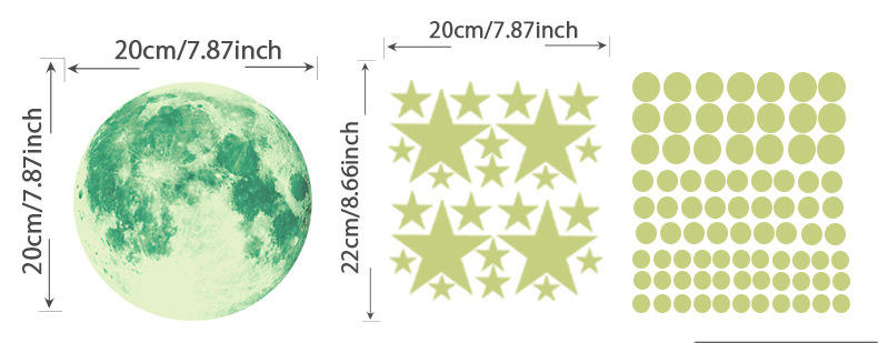 Vert 20cm-lune taille étoile points
