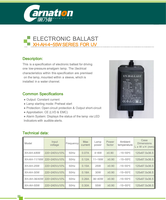 Ballast UV Yake/Carnation XH-AH-4W/6W certifié CE (LVD EMC) 1 an, lampe à amalgame basse pression pour traitement de l'eau, 220-240V