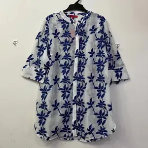 Surplus Stock Lots Women's Plus Size Embroidered Shirt Ladies Short Sleeve Chinese Style Blouse
