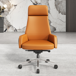 Silla de Oficina Ejecutiva de Cuero Genuino, Giratoria, Reclinable, con Función de Masaje, Silla de Cuero para Restaurante - Product Image 6
