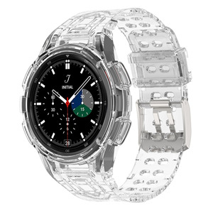 Correa de Reloj Transparente de TPU con Caja para <span class=keywords><strong>Samsung</strong></span> Galaxy <span class=keywords><strong>Watch</strong></span> <span class=keywords><strong>4</strong></span> <span class=keywords><strong>Classic</strong></span> <span class=keywords><strong>46</strong></span> 42 44mm 40mm 46mm, Correa de Silicona - Product Image 1