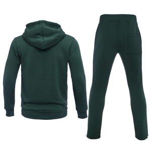Venta Directa de Fábrica, Conjunto Deportivo de Invierno para Hombre, 100% Algodón, Talla Grande, Sudadera con Cierre y Pantalones Deportivos, Verde Oscuro - Product Image 2