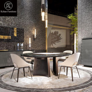 Juego de Mesa de <span class=keywords><strong>Comedor</strong></span> Moderno de Mármol, <span class=keywords><strong>6</strong></span> <span class=keywords><strong>Sillas</strong></span>, Juego de Mesa de <span class=keywords><strong>Comedor</strong></span> de Piedra de Lujo Moderno, Mesa de <span class=keywords><strong>Comedor</strong></span> Redonda Grande - Product Image 1