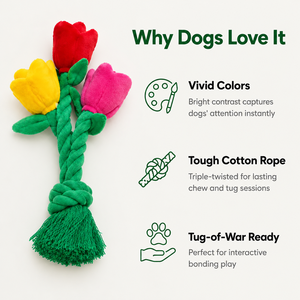 Jouet pour chien en peluche Rose Squeaky - Jouet à mâcher en corde de coton pour chiens de petite et moyenne taille, certifié CE, vente en gros, faible MOQ 50 pièces, cadeau UE - Product Image 3