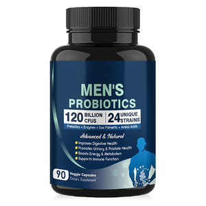 Etiqueta privada 90 cápsulas de probióticos veganos para hombres Suplemento de salud digestiva Enzimas digestivas Saw Palmetto Cranberry Adultos - Product Image 1