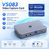 Tarjeta Capturadora de Video VS083 4K 60Hz HDMI DP Tipo C, 100W PD USB 3.0, Conmutador KVM, Grabador con Salida en Bucle, VRR HDR para Transmisión en Vivo de Juegos