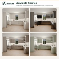 Meuble de cuisine modulaire avec portes en acrylique, aménagement en U de luxe, dimensions personnalisées, boîtes en panneaux mélaminés et rangements extractibles