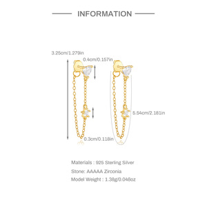 Pendientes de Zirconia Cúbica Brillante con Forma de Corazón y Estrella, Estilo Moderno, para Uso Diario, Plata 925 - Product Image 6