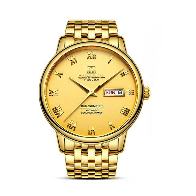 Carnival Men's Retro Classic Automatic Mechanical Watch 20mm Stainless Steel Band Sapphire Glass Window Waterproof Miyota Charm