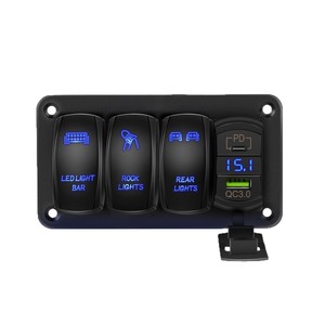 Weichuang 4 Gang <b>Switch</b> Panel <b>12V</b> 20A USB QC3.0 PD RV Yacht Car Lighting Control - Product Image 1