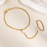 Gelang Jari Rantai Statement Minimalis Elegan Berlapis Emas 18K dari Baja Tahan Karat untuk Wanita, Perhiasan Hadiah