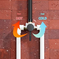 Colonne de douche extérieure moderne en céramique noire mate brossée, kit en acier inoxydable 304 pour système de piscine de jardin avec robinet mélangeur