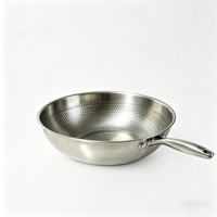 Wok FLEY en acier inoxydable 304 martelé, triple couche, antiadhésif, compatible induction, pour faire frire les steaks et cuisiner à la sauteuse