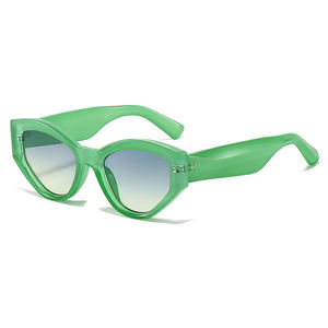 Lunettes de soleil œil de chat surdimensionnées 2026, monture intégrale, protection UV400, logo personnalisé, design unisexe tendance, dégradé vert/rouge, haute protection UV - Product Image 5