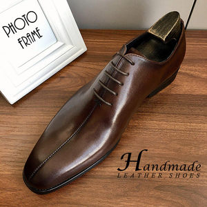 New style lace-up business formal leather shoes, handmade <b>by</b> men, for business and casual wear, top-grain cowhide shoes - Product Image 4
