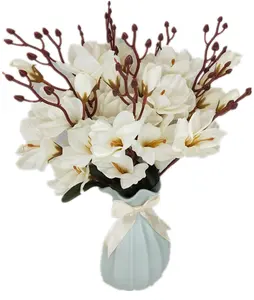 Y0019-2 סיטונאי שונה צבעים משי מגנוליה מלאכותי פרחים לחתונה קישוט