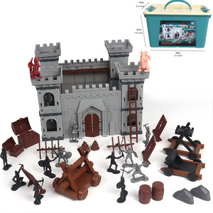 Jeu de Rôle Imaginatif pour Enfants 4-6 Ans : Ensemble de Soldats en Plastique Éducatif avec Grand Château <span class=keywords><strong>du</strong></span> Royaume des Chevaliers et Figurines Cool Argent/Noir - Product Image 2