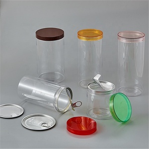 300ml Clear Tin Can Pop Top Tuna PET Can with Plastic Lid
