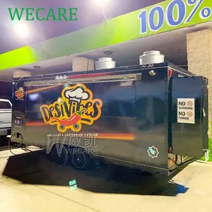 WECARE Mobile Concession Catering Food Trailer Customize Square Box Coffee Van Car Trailer Remorque Food Truck with Full Kitchen