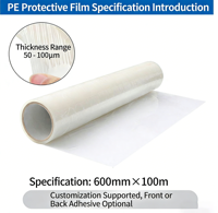 Film de protection de sol temporaire en PE de 60 cm de large, moulage par soufflage souple, couverture de tapis de protection pour déménagement et rénovation
