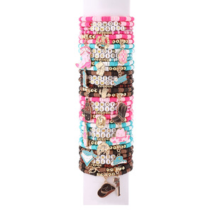 Ensemble de bracelets personnalisés en perles de pâte polymère douce de style western multicolores, 6 pièces/ensemble, avec breloque en forme de botte de cow-girl rose - Product Image 6
