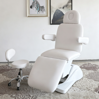 Table de massage électrique portable et pliable pour salon de beauté, 3 moteurs, blanche, pour soins du visage et spa