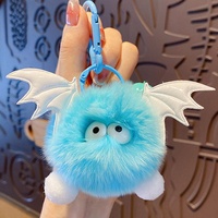 Nouveauté en gros pour l'exportation : Porte-clés en peluche 'Petit Diable' en forme de boule de charbon, imitation fourrure de lapin Rex, pendentif pour voiture et sac à dos