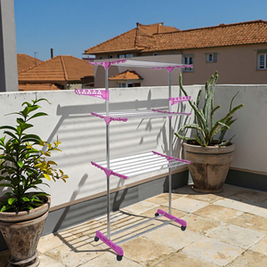 Đứng miễn phí có thể gập lại ống sắt bọc Bột bốn tầng vải Máy sấy móc đứng thiết kế chức năng móc phòng tắm khô giá - Product Image 4