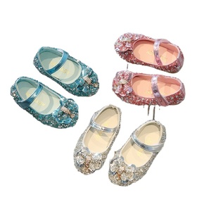 Zapatos Mary Jane para Niñas, Primavera-Verano, Punta en Pico, 4-6 Años, Cierre de Velcro, Cristales Brillantes, Estilo Princesa, Gran Venta - Product Image 1