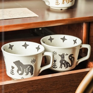 Lelyi Wholesale Retro Exquisite Relief <strong>fox</strong> and Bear Pattern Ceramic <strong>Cups</strong> with High Aesthetic Value Handmade Coffee <strong>Cups</strong> - Product Image 3