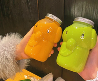 500ml 700ml mignon dessin animé éléphant forme de qualité alimentaire PET vide en plastique Boba lait thé bouteille de boisson avec bouchon en aluminium