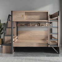 Lit superposé double sur grand lit en chêne anthracite avec tiroir coulissant, rangement, escalier, étagère, échelle, barrière de sécurité, finition grain de bois, mobilier de chambre