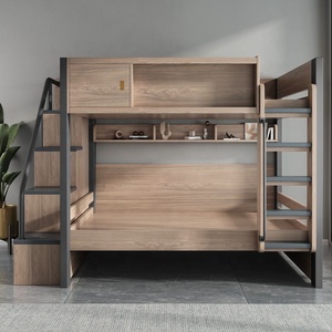 Letto a castello in rovere color carbone con letto estraibile matrimoniale, scale contenitore, cassetti, libreria, scaletta, sponda di sicurezza, finitura venata del legno, mobili per <span class=keywords><strong>camera</strong></span> da letto - Product Image 4