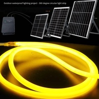 Bande lumineuse LED solaire extérieure étanche pour villa, jardin, auvent, décoration, éclairage paysager, néon, lumière à 360 degrés.