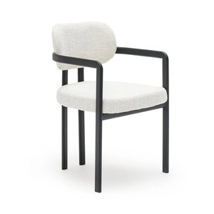 <span class=keywords><strong>Silla</strong></span> nórdica moderna con respaldo curvo blanco tapizada con acento, diseño de tela, sillas de comedor Boucle de terciopelo con <span class=keywords><strong>patas</strong></span> de Metal negro - Product Image 1