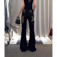 Pantalon en jean pour femme Automne Hiver 2025, taille haute, cargo, style Goblin Core Kpop, coupe évasée, Y2K japonais, extensible, style années 2000, Gyaru