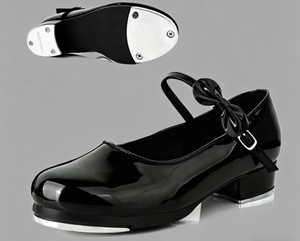 Black Latin Jazz Dance Shoes with Metal Rattle 3cm Heels Leather <strong>samba</strong> tango Rumba Tap Dancing Stage Practice Shoe for Girls - Product Image 1