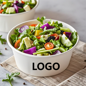 Eco-friendly Take Away Paper Food <b>Container</b> Bowl Disposable Food Paper Fruit Kraft Paper Salad Bowl With Lid - Product Image 2