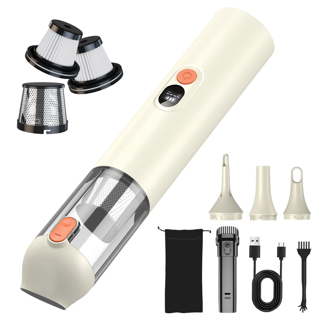 Handheld Cordless 14000Pa Powerful Suction Portable 5-in-1 Car Vacuum Cleaner HEPA Filter 0.5-1L Capacity for Car Interior Home