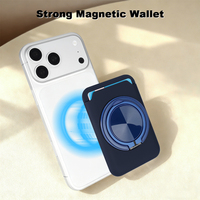 Nouveau support de téléphone magnétique rotatif à 360° avec anneau, support de carte magnétique puissant avec clip de fermeture, portefeuille pour cartes de crédit