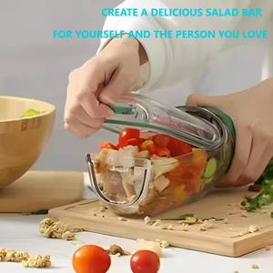 Pot à salade, pot à salade Mason à ouverture latérale avec compartiment à sauce étanche, compatible micro-ondes/lave-vaisselle/congélateur pour la préparation des repas - Product Image 3