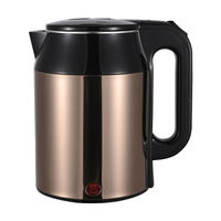 Bouilloire électrique à double paroi noire et dorée de 1,8 L pour faire bouillir de l'eau, bouilloire à thé et cafetière électrique, arrêt automatique, 360° °   Base, OEM